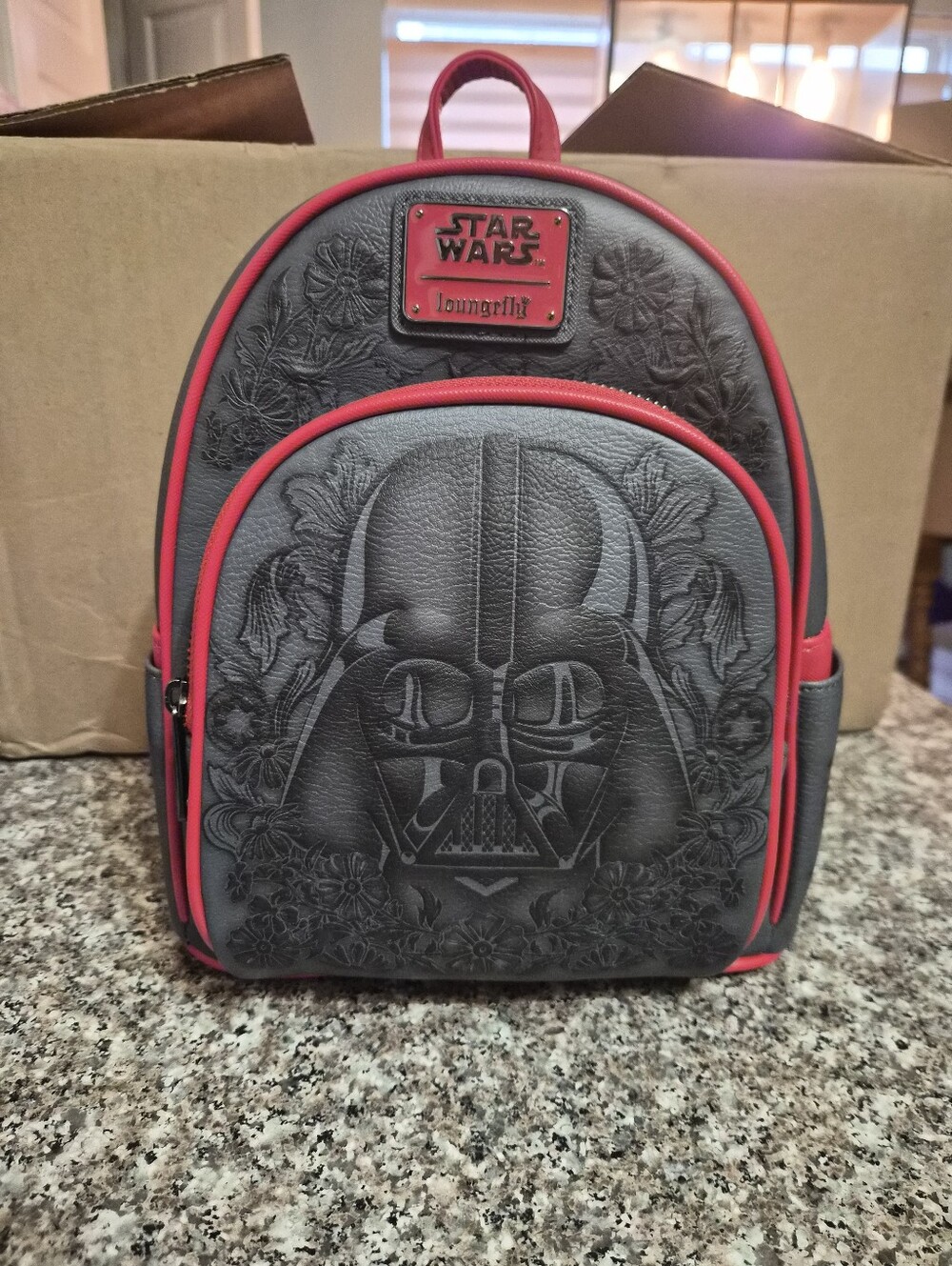 Loungefly Black Mini Backpack with Red Trim - Star Wars Darth Vader Design